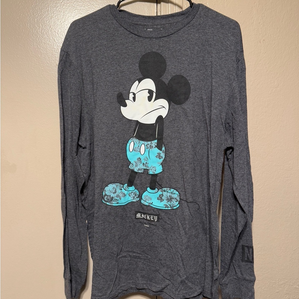 Disney X NEFF Mickey Mouse Gray Long Sleeve Shirt Mens L‎